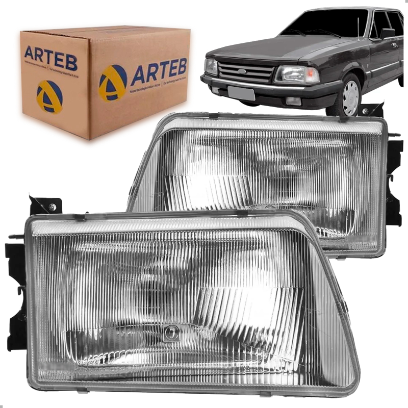 PAR FAROL CORCEL II DELREY PAMPA BELINA 1985 A 1991 FOCO SIMPLES CROMADO ORIGINAL IFCAR