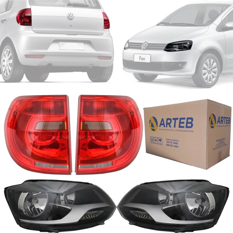 KIT FAROL E LANTERNA TRASEIRA FOX 2011 A 2014 ORIGINAL ARTEB