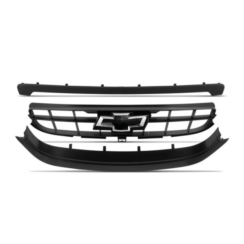 KIT GRADE COM EMBLEMA DIANTEIRO E TRASEIRO CORSA CLASSIC 2008 A 2010 PRETO BRILHANTE