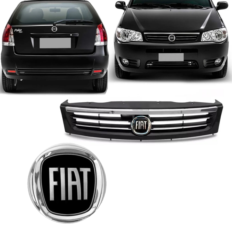 KIT GRADE COM EMBLEMA DIANTEIRO E TRASEIRO PALIO CELEBRATION ECONOMY 2004 A 2016 PRETO