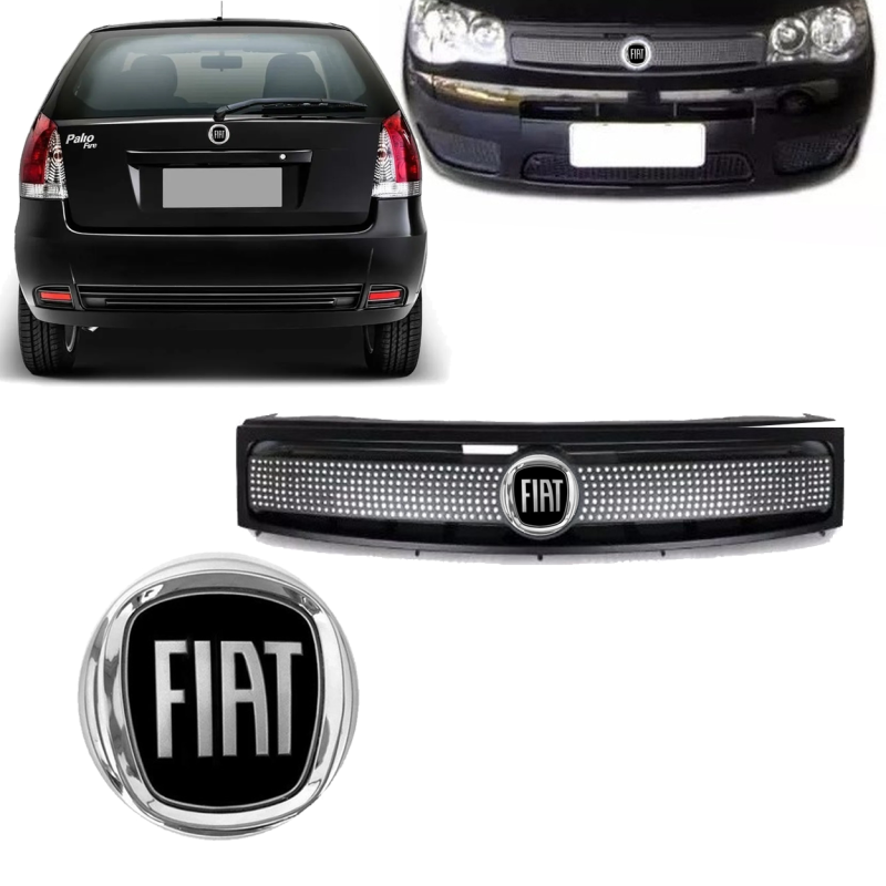 KIT GRADE COM EMBLEMA DIANTEIRO E TRASEIRO PRETO PALIO CELEBRATION ECONOMY 2004 A 2016