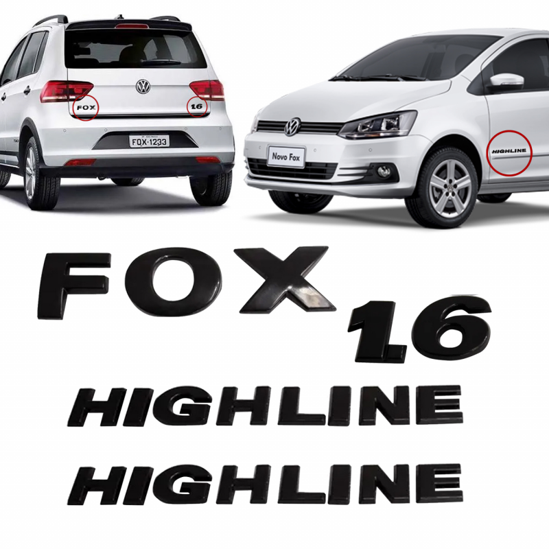 JOGO EMBLEMA PARAVRA FOX 1.6 HIGHLINE 2015 A 2022 PRETO