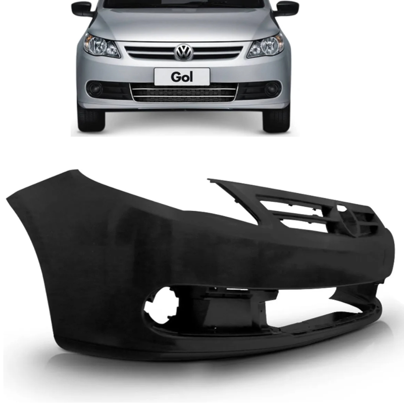 KIT PARACHOQUE DIANTEIRO TRASEIRO GOL G5 2009 A 2012 COM EMBLEMA E GRADES SEM FURO ARO CROMADO