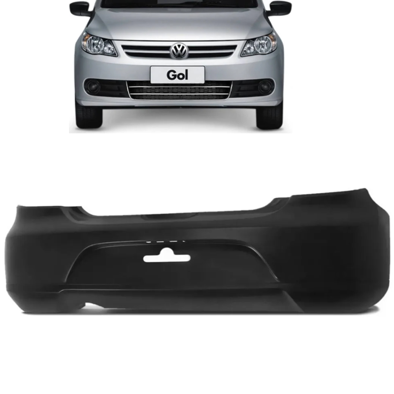 KIT PARACHOQUE DIANTEIRO TRASEIRO GOL G5 2009 A 2012 COM EMBLEMA E GRADES SEM FURO ARO CROMADO