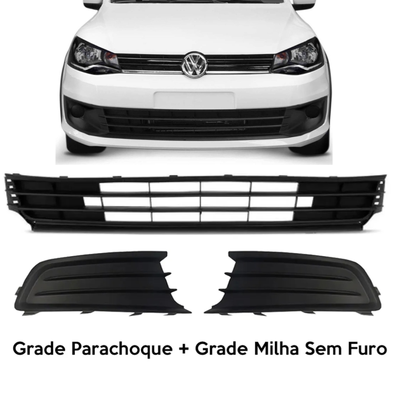 KIT PARACHOQUE DIANTEIRO TRASEIRO GOL G6 2013 A 2016 COM EMBLEMA E GRADES SEM FURO