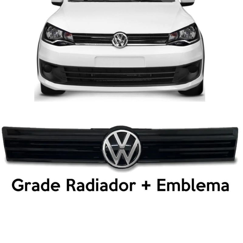 KIT PARACHOQUE DIANTEIRO TRASEIRO GOL G6 2013 A 2016 COM EMBLEMA E GRADES SEM FURO