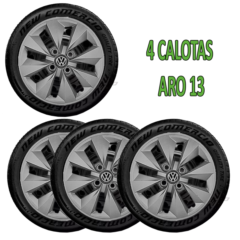 JOGO CALOTA VW GOL G2 G3 G4 99 00 01 02 03  ARO 14 + EMBLEMA