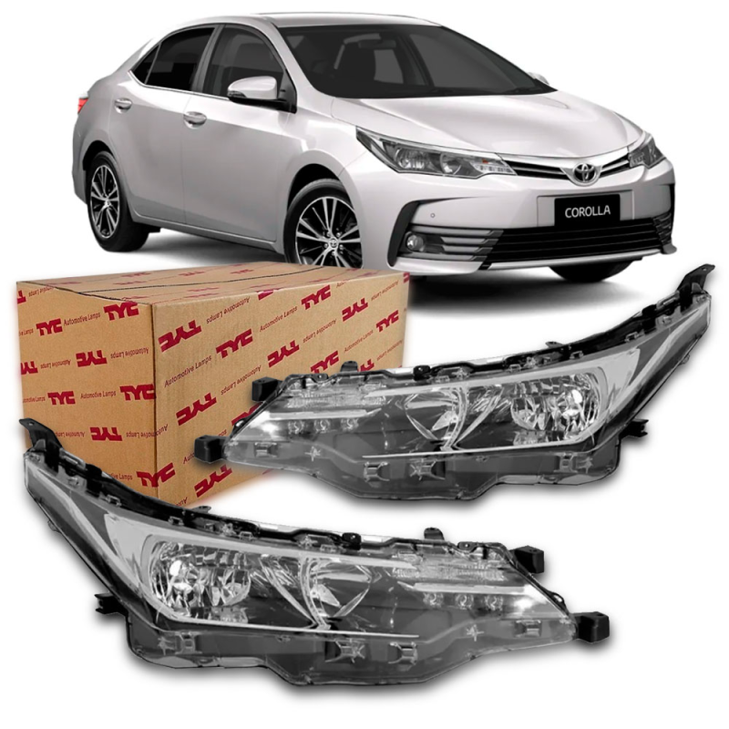 PAR FAROL COROLLA 2017 2018 2019 SEM LED TYC