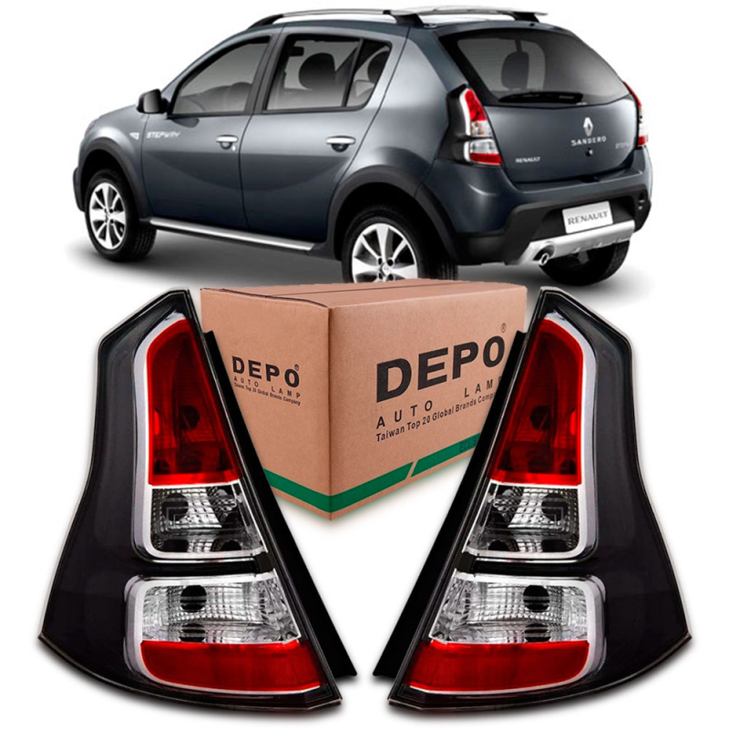 PAR LANTERNA TRASEIRA SANDERO STEPWAY 2012 2013 2014 BORDA PRETA DEPO
