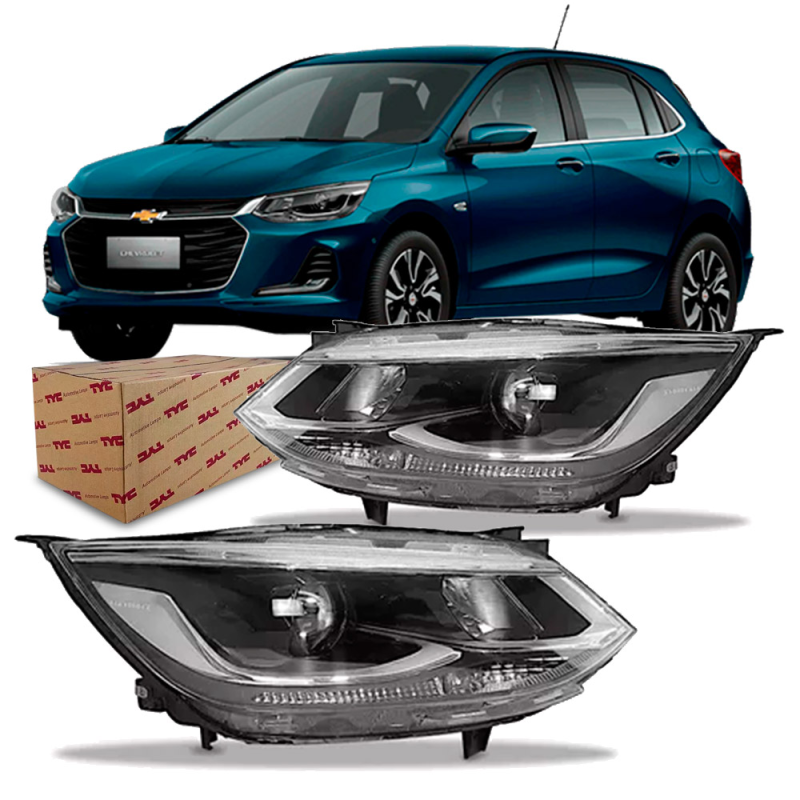 PAR FAROL ONIX HATCH PLUS 2020 21 A 24 2025 C/ PROJETOR TYC