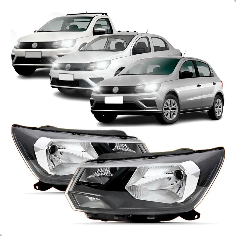 PAR FAROL SAVEIRO G7 2017 A 2018 GOL VOYAGE G8 2019 2020 2021 2022 COM FRISO PRETO ORIGINAL