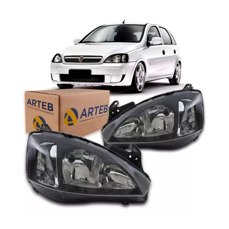 PAR FAROL CORSA 2003 A 2012 MONTANA 2003 A 2010 MASCARA NEGRA ORIGINAL RECUPERADO