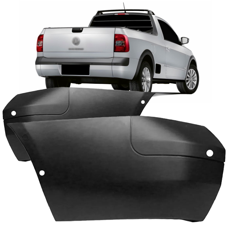PAR POLAINA DO PARACHOQUE TRASEIRO SAVEIRO G5 G6 2009 A 2016 PRETO TEXTURIZADO COM FURO PARA SENSOR