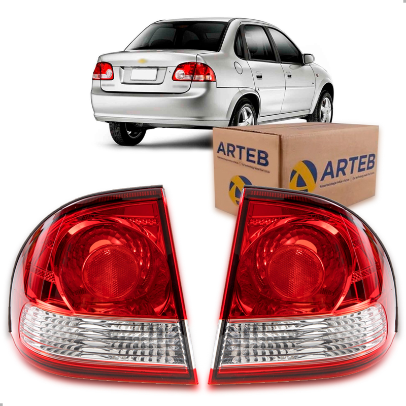 PAR LANTERNA TRASEIRA ORIGINAL CORSA CLASSIC LS 2011 A 2016 CANTO CRISTAL