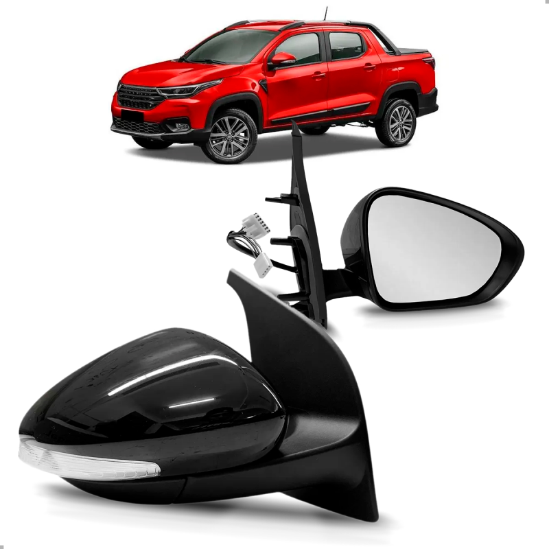 PAR RETROVISOR ORIGINAL STRADA 2020 A 2026 ELETRICO COM PISCA