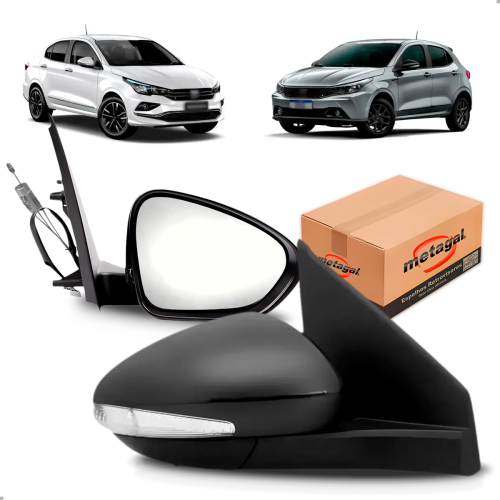 PAR RETROVISOR ORIGINAL ARGO 2017 A 2023 REGULADOR MANUAL COM PISCA E LOGO FIAT