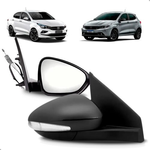 PAR RETROVISOR ORIGINAL ARGO 2017 A 2023 REGULADOR MANUAL COM PISCA E LOGO FIAT