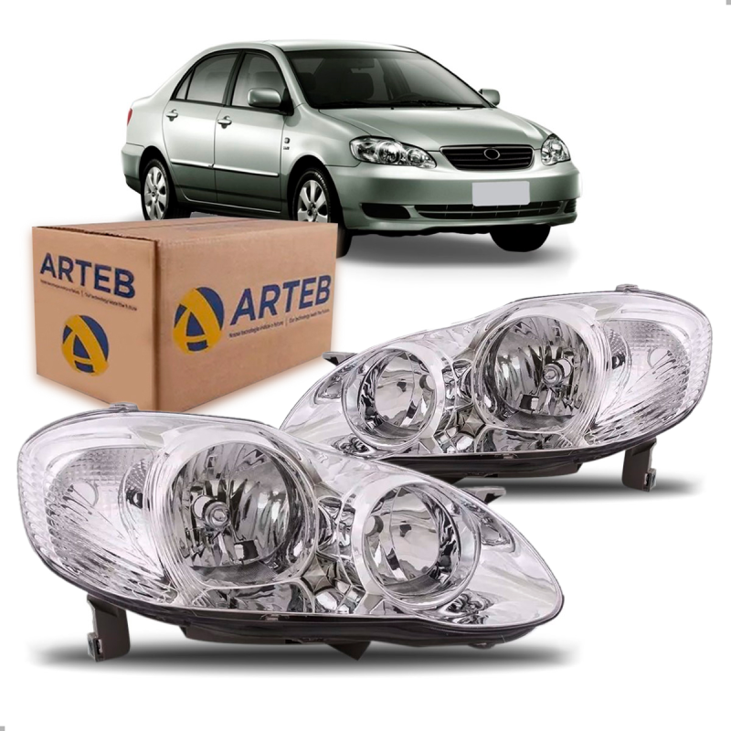 PAR FAROL ORIGINAL COROLLA 2003 A 2004 CROMADO