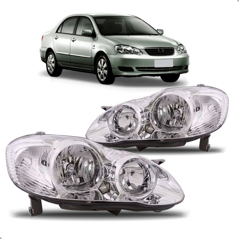 PAR FAROL ORIGINAL COROLLA 2003 A 2004 CROMADO