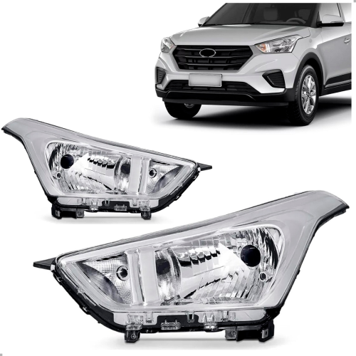 PAR FAROL ORIGINAL CRETA 2017 A 2021 CROMADO REGULADOR MANUAL