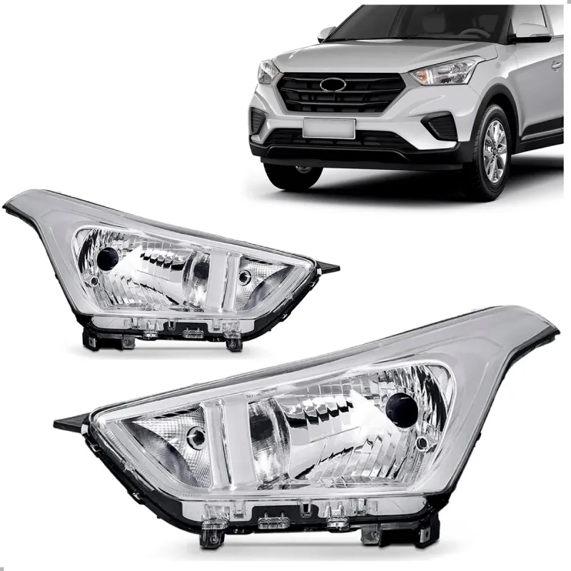 PAR FAROL ORIGINAL CRETA 2017 A 2021 CROMADO REGULADOR MANUAL