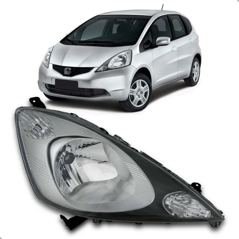 Farol Original Fit 2009 A 2012 Lado Direito Mascara Cinza