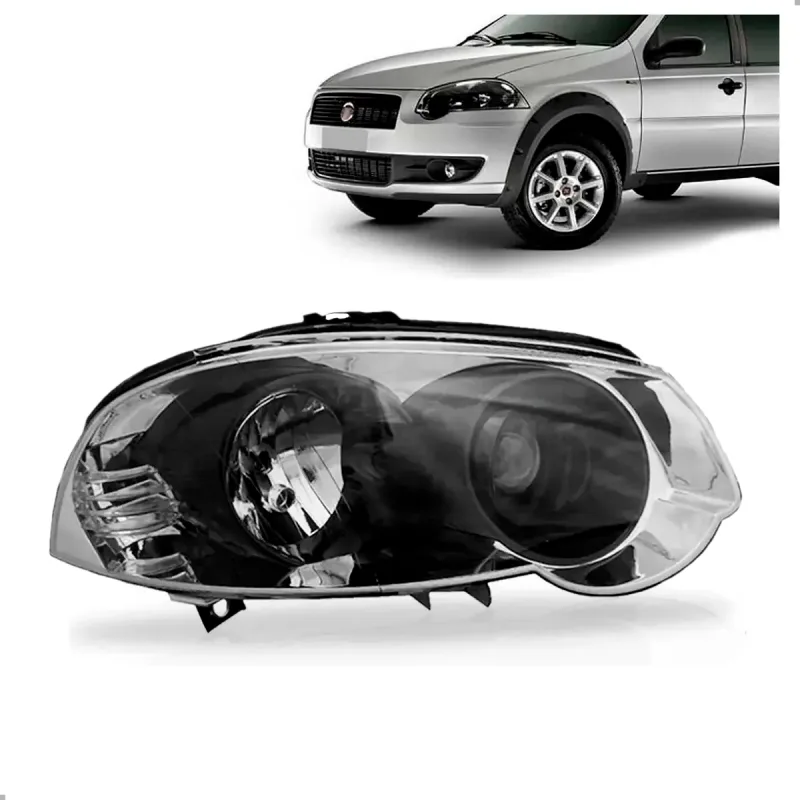 0161002 Farol Original Palio Siena 2008 A 2011 Strada 2010 A 2019 Lado Direito Mascara Negra Aro Preto Ld