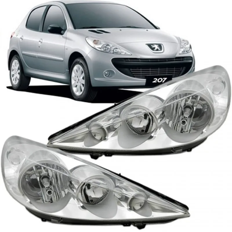 (c034073) Farol Peugeot 207 2009 A 2014 Lado Direito Cromado (r18422)