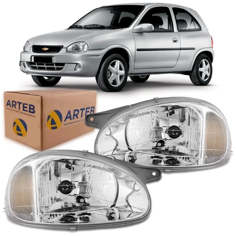 0160380 Farol Original Corsa Classic 2000 A 2010 Lado Direito Cromado Carcaca Cinza