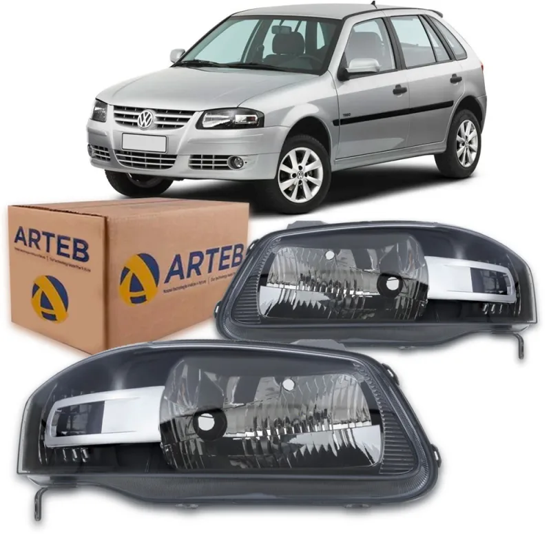 0160701 Farol Original Gol Parati Saveiro Giv G4 2006 A 2014 Lado Esquerdo Mascara Negra