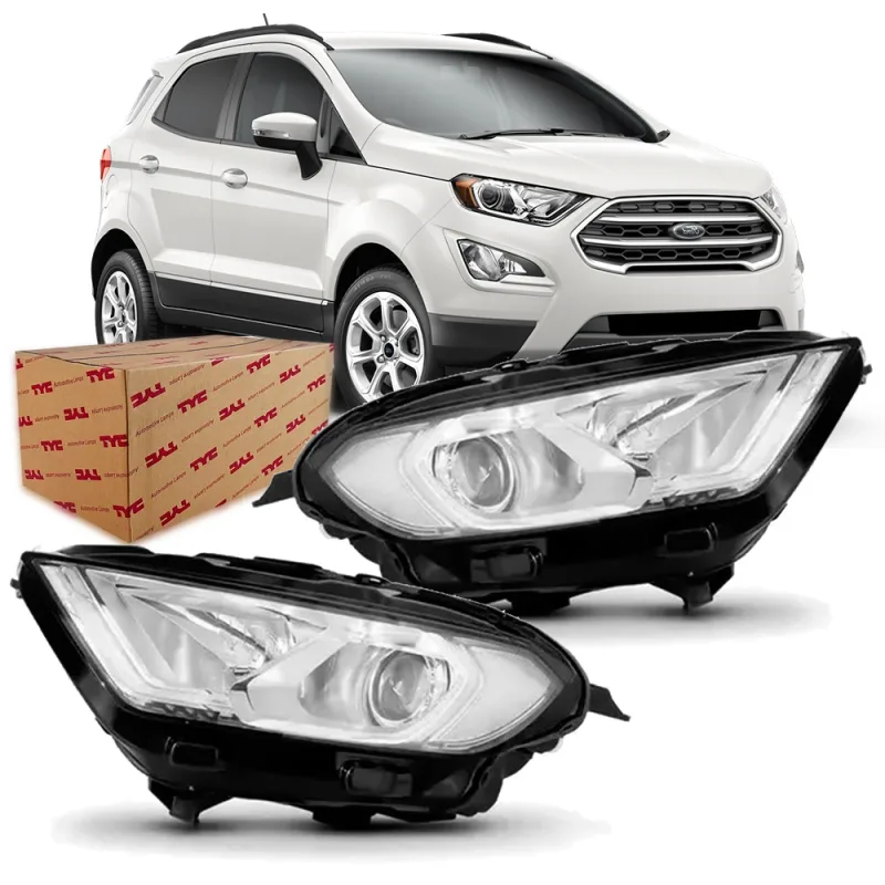 Farol Ecosport 2018 A 2021 Lado Esquerdo Manual C/ Projetor Xenon Com Led Cromado (r30619) (c060524)