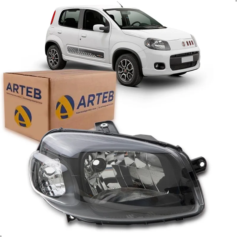 0160768 Farol Original Uno Vivace Way Sporting 2010 A 2014 Lado Direito Mascara Negra