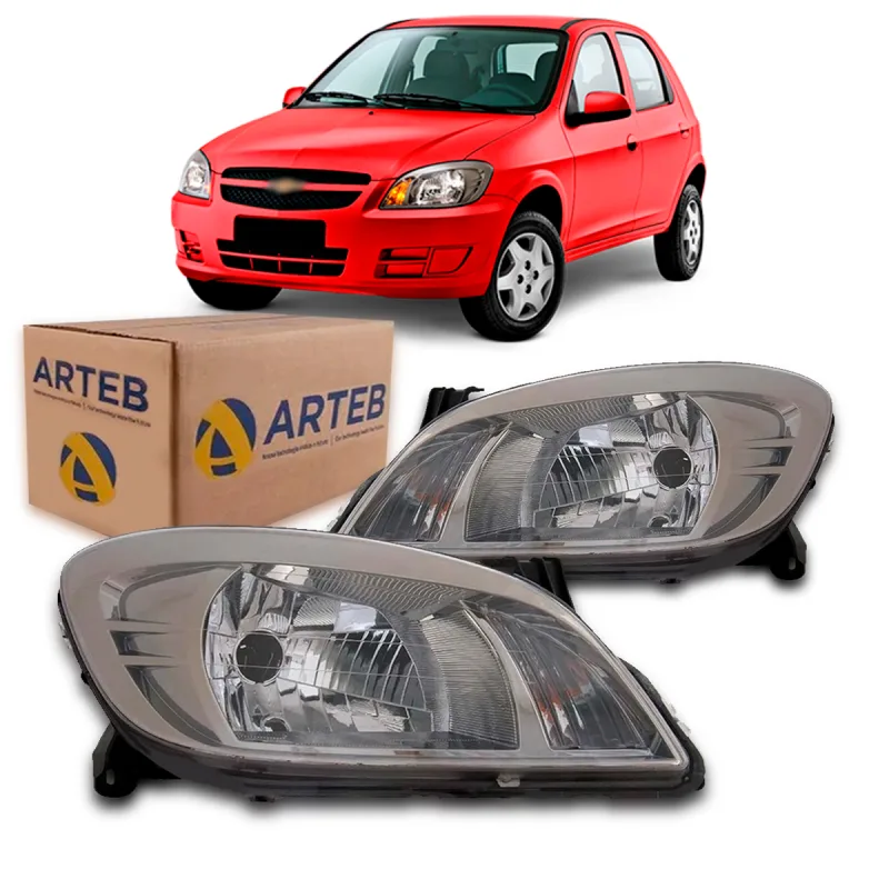 0160757 Farol Original Celta Prisma 2007 A 2012 Lado Esquerdo Fume