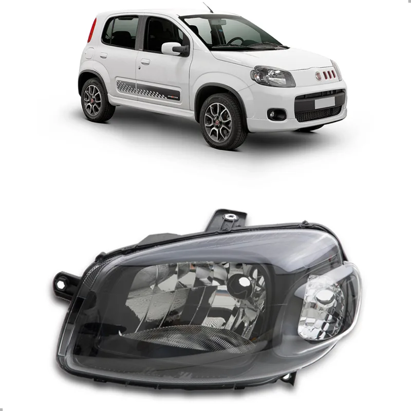 0160767 Farol Original Uno Vivace Way Sporting 2010 A 2014 Lado Esquerdo Mascara Negra