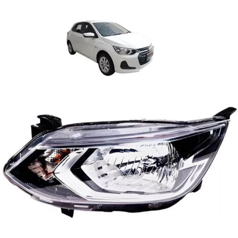 Farol Onix Hatch/plus 2020 A 2022 Lado Esquerdo Cromado Regulador Manual Sem Led (r31765)(c071592)