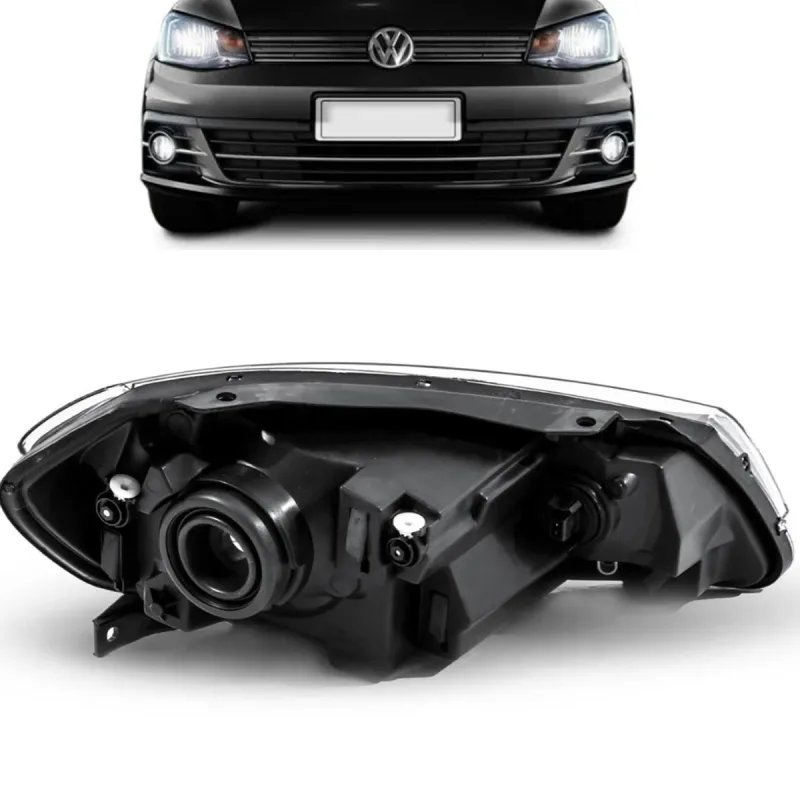 Farol Gol Voyage G7 2017 A 2018 Lado Esquerdo Foco Simples Mascara Negra Friso Preto(c54938)
