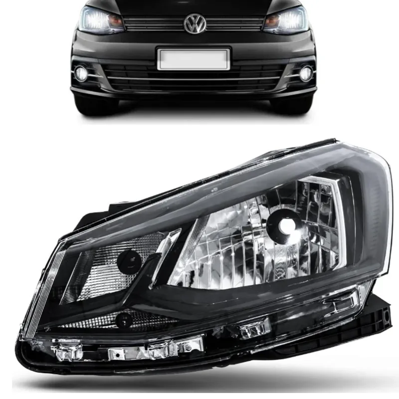 Farol Gol Voyage G7 2017 A 2018 Lado Esquerdo Foco Simples Mascara Negra Friso Preto(c54938)