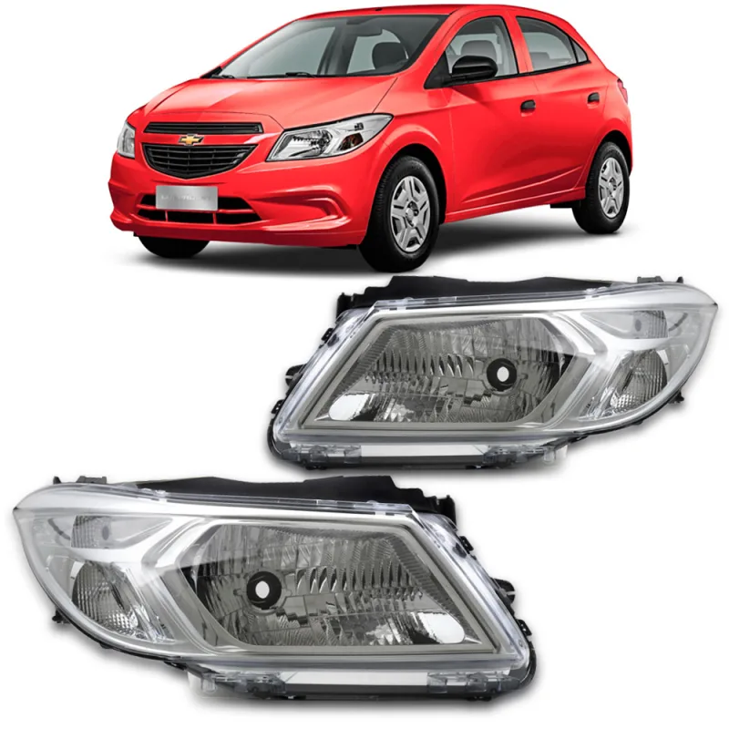 Farol Onix Prisma 2012 A 2016 Lado Direito Cromado Com Moldura Cromada(c52821)