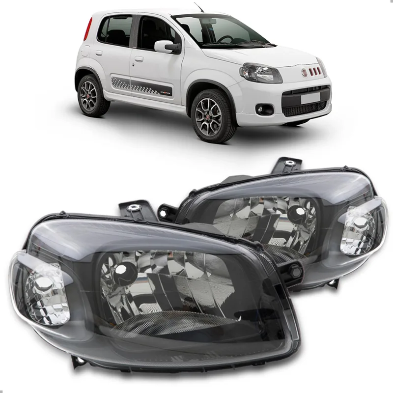 PAR FAROL UNO FIORINO 2010 A 2014 SPORTING VIVACE WAY FOCO SIMPLES MáSCARA NEGRA ORIGINAL ARTEB