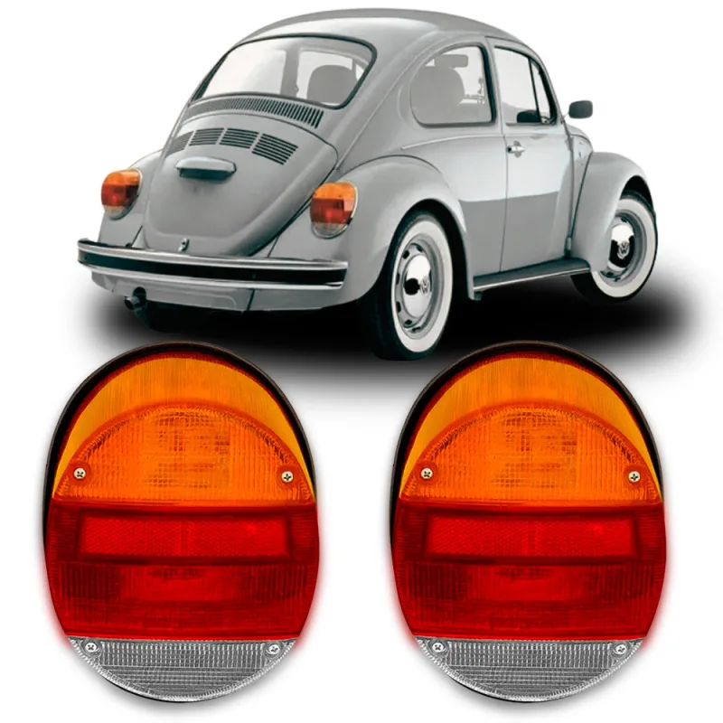 PAR LANTERNA TRASEIRA FUSCA 1980 A 1996 TRICOLOR