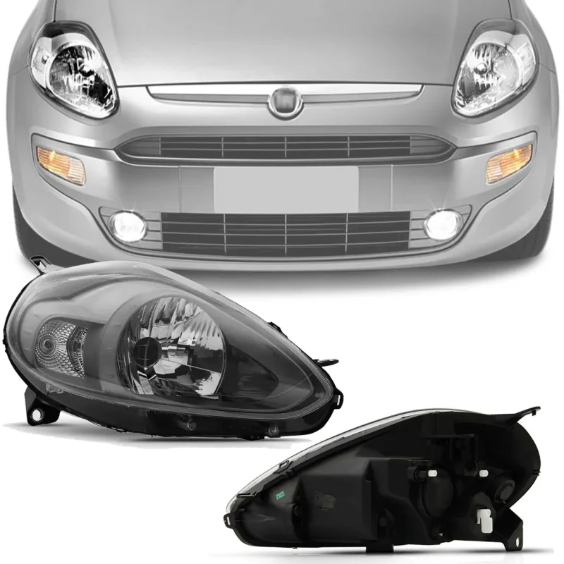 Farol Punto 2013 A 2016 Lado Direito Masc Cinza Friso Preto Essence (r25326)