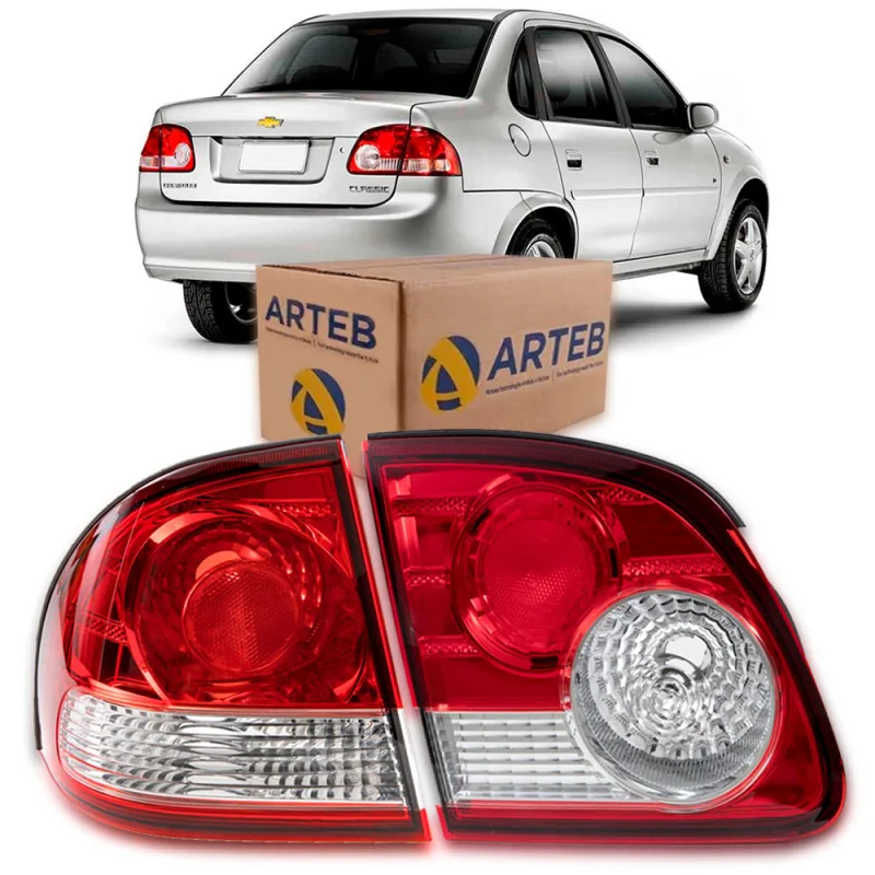 PAR LANTERNA TRASEIRA CORSA CLASSIC 2011 A 2015 CANTO E TAMPA ORIGINAL ARTEB LADO ESQUERDO MOTORISTA