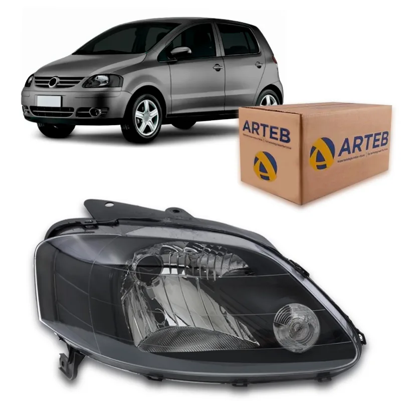0160634 Farol Original Crossfox Fox Spacefox 2003 A 2009 Lado Direito Mascara Negra