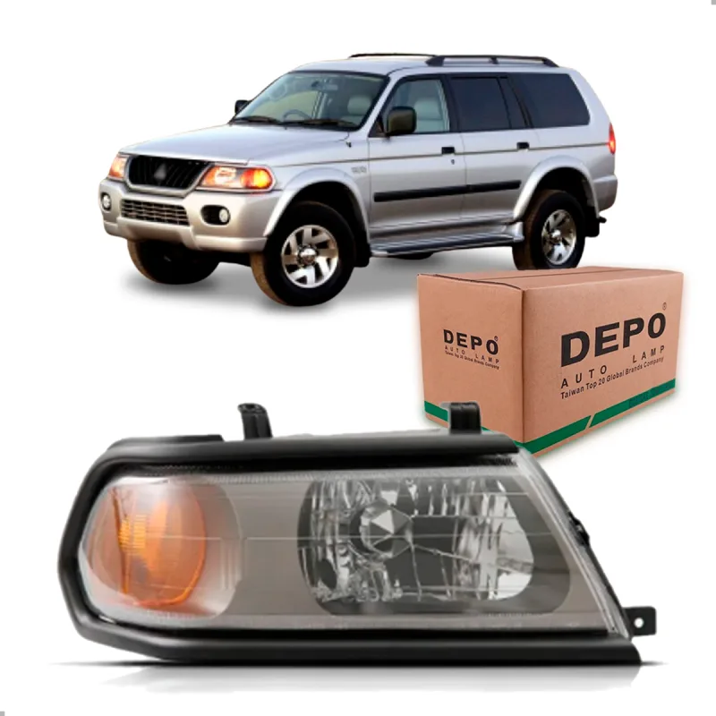Farol Pajero Sport 2000 A 2004 Lado Direito Mascara Cinza Moldura Preta (r17606)