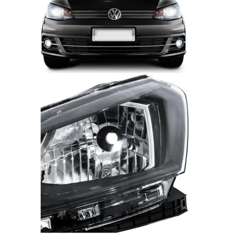 Farol Gol Voyage G7 2017 A 2018 Lado Esquerdo Foco Simples Mascara Negra Friso Preto(c54938)