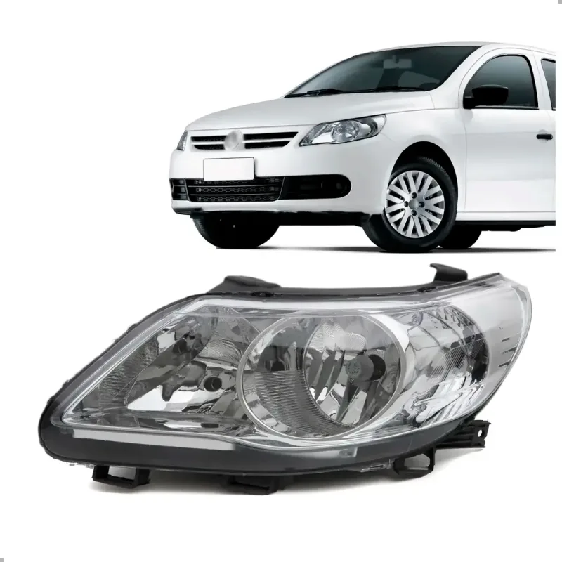 Farol Original Gol Saveiro Voyage G5 2009 A 2012 Lado Esquerdo Foco Duplo Cromado Cup. Tela