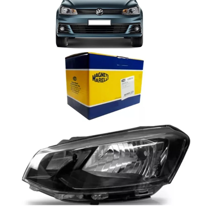 Farol Original Gol Voyage G7 2017 A 2018 Lado Esquerdo Foco Simples Mascara Negra Friso Preto
