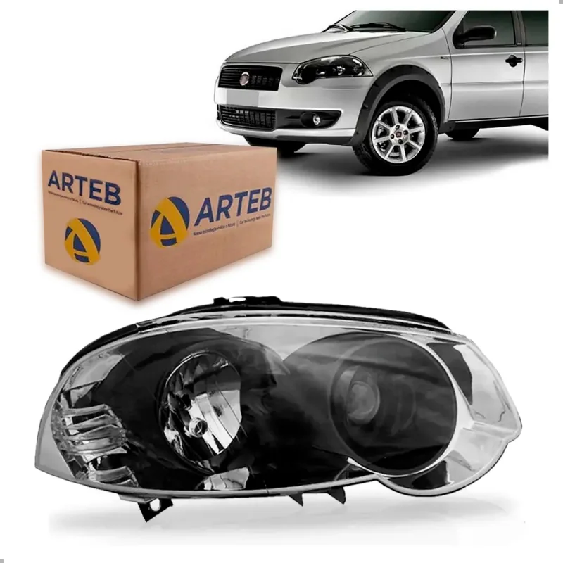 0161002 Farol Original Palio Siena 2008 A 2011 Strada 2010 A 2019 Lado Direito Mascara Negra Aro Preto Ld