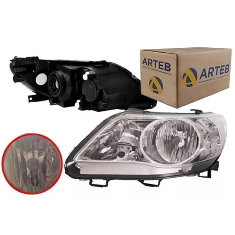 0160737 Farol Original Gol Saveiro Voyage G5 2009 A 2012 Lado Esquerdo Foco Duplo Cromado Cup. Tela