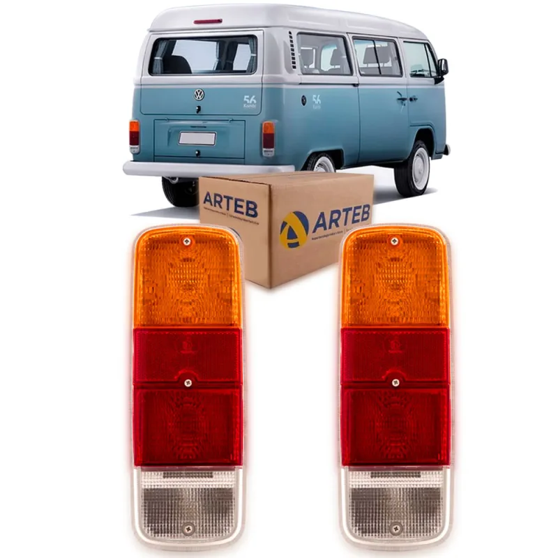 PAR LANTERNA TRASEIRA KOMBI 1974 A 2007 2008 2009 2010 2011 2012 2013 2014 TRICOLOR ORIGINAL ARTEB